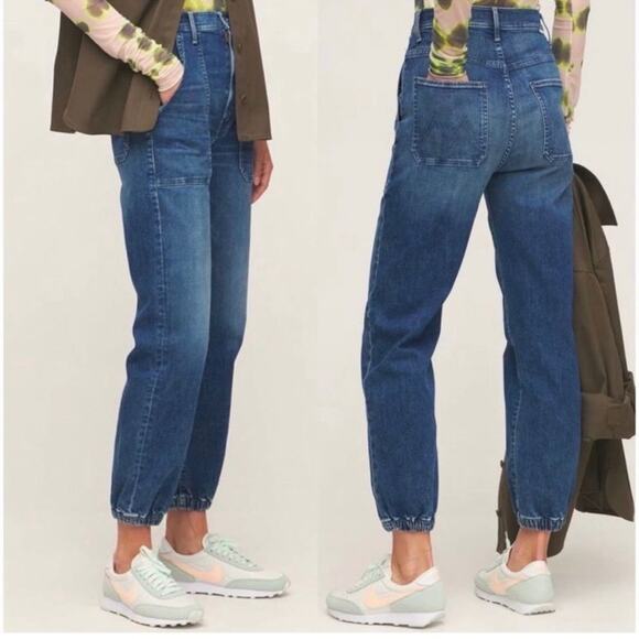 MOTHER Medium Blue Cropped Jeans - Picture 3 of 12